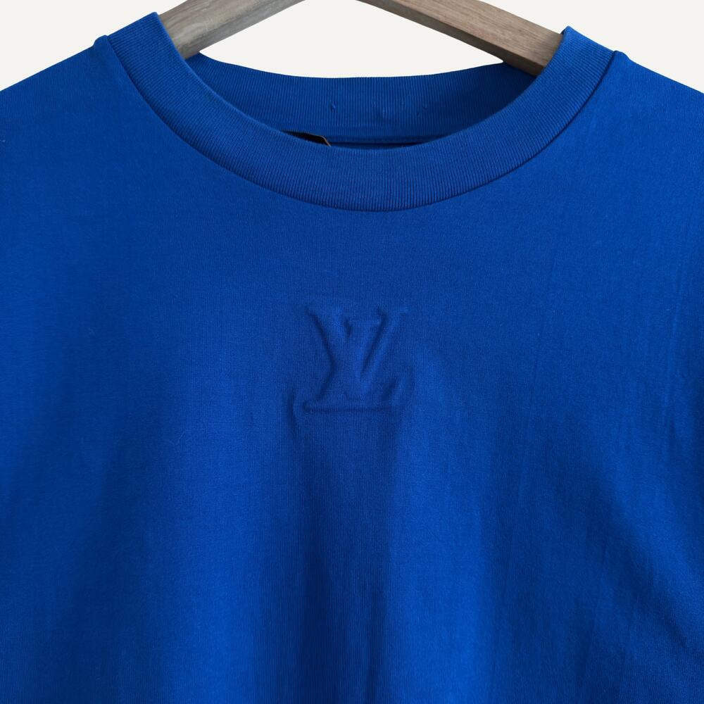 Louis Vuitton FW22 Embossed LV Inside Out T-Shirt Blue Cotton Men's Size M